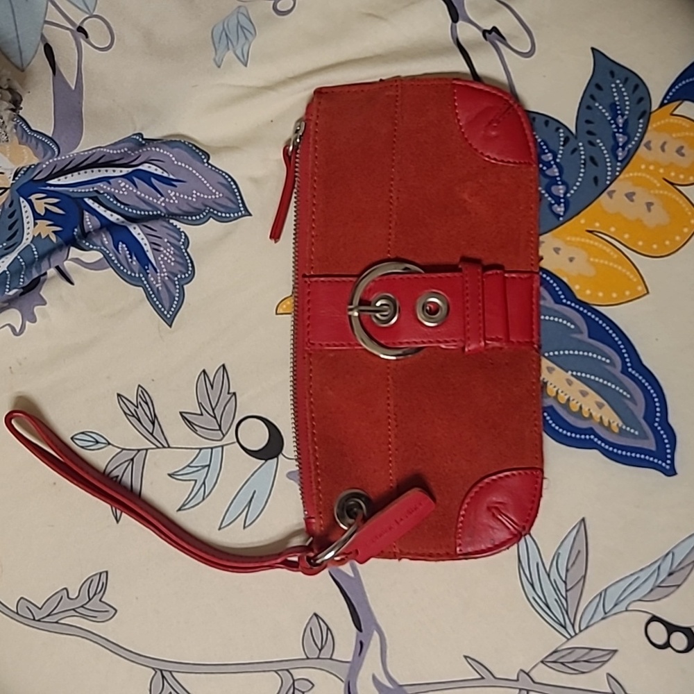 4/$25 Bath and Body Works Vintage Red Wristlet Purse...few spots And Wear Stain.